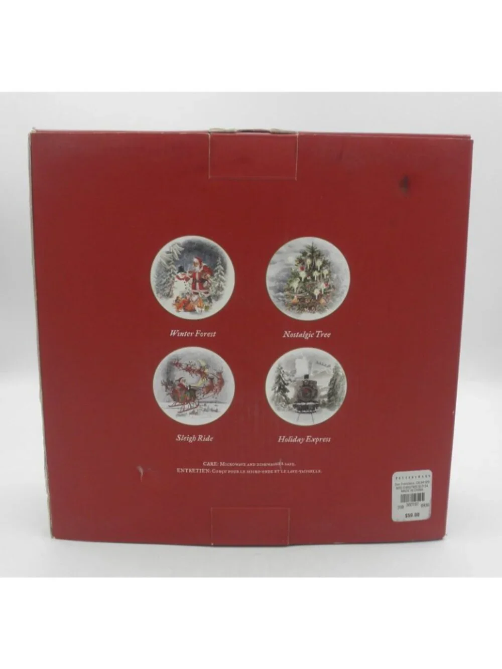 Nostalgic Santa by Pottery Barn 8-5/8 Inch Salad Plates Set of 4 Pattern PBANOS